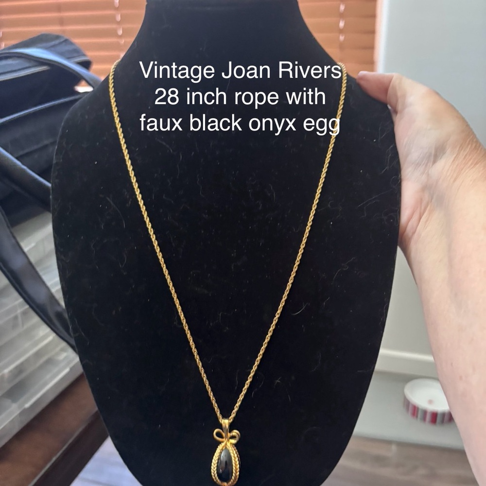 Joan Rivers Rope Necklace with Black Egg Pendant